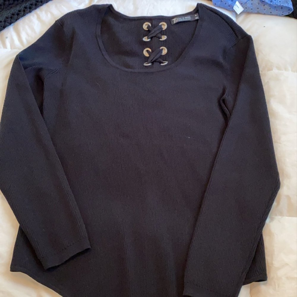 New York & Co Black Rivet Bodysuit